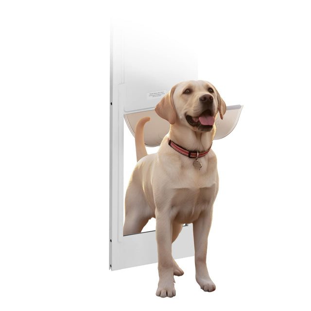 Front. VEVOR - Dog Door for Sliding Glass Door, 75 7/8"-80 11/16" Adjustable Height Doggy Door for Sliding Doors.