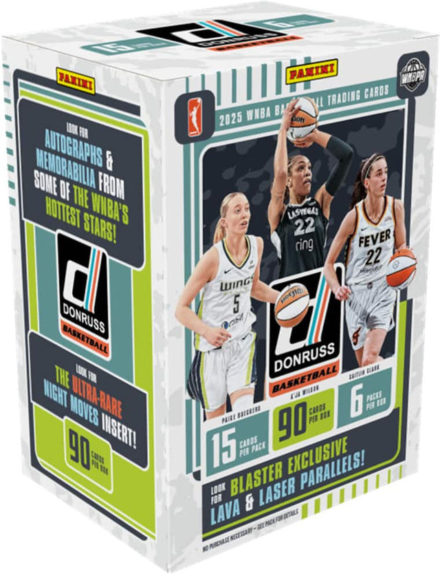 1 PANINI LOOK FOR MEMORABILIA AUTOGRAPHS & SOME OF THE HOTTEST WNBA'S STARS!  
0 DONRUSS BASKETBALL THE LOOK FOR MIGHT ULTRA-RARE MOVES INSERT! 90 PER BOX  
15 CARDS PER PACK  
6 PACKS PER BOX  
90 CARDS PER BOX  
100% BLASTER EXCLUSIVE LAVA & LASER PARALLELS!  
SEE PACK FOR DETAILS - NECESSARY PURCHASE