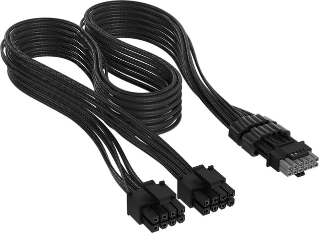 Front. CORSAIR - 2' Elite Premium Individually Sleeved, 2x 8-Pin to PCIe 12V-2x6 600W Cable, Type 4 - Black.