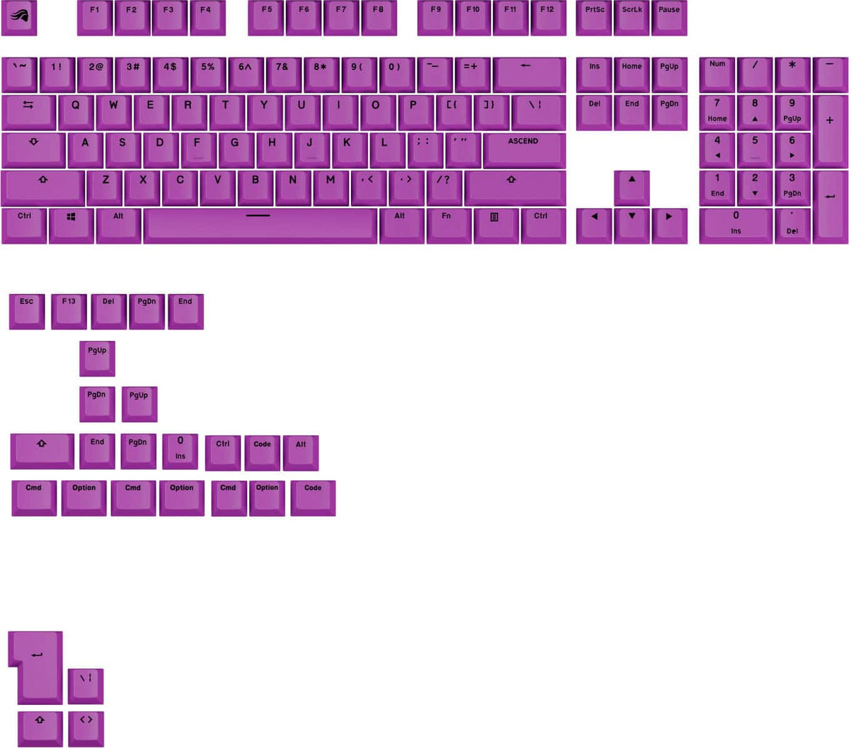 Glorious - GPBT Basics Universal Keycap Set Compatible with Most 100% 85% 80% TKL 60% Compact 75% Mechanical Keyboards - Epic Purple