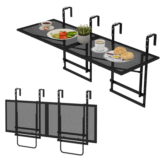Front. Gymax - Gymax 2PCS 48'' Connectable Metal Folding Hanging Bar Table w/5-Level Adjustable Height - Black.