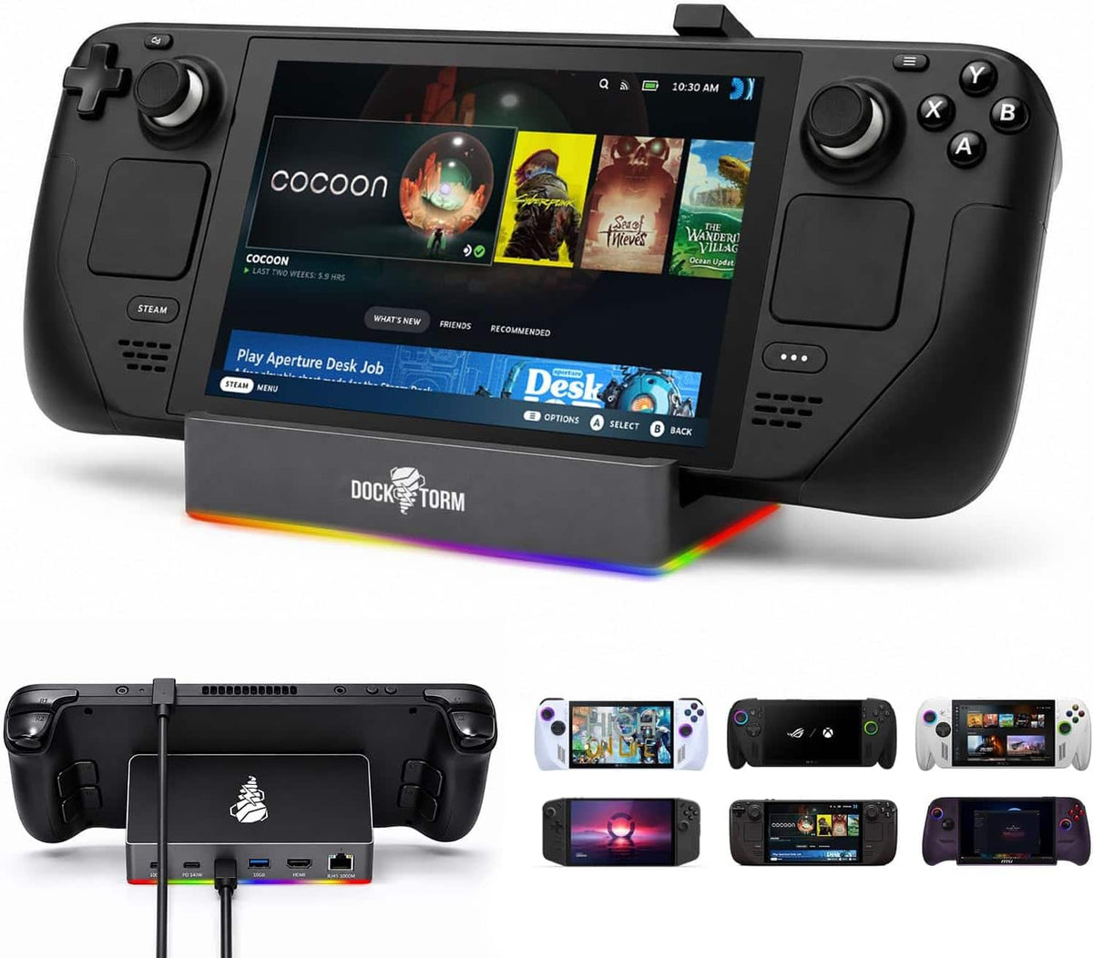 Dockztorm - 11-in-1 Steam Deck Dock with 4K@120Hz HDMI, 140W PD Charging, Compatible with Steam Deck, ROG Ally, Legion Go, MSI Claw