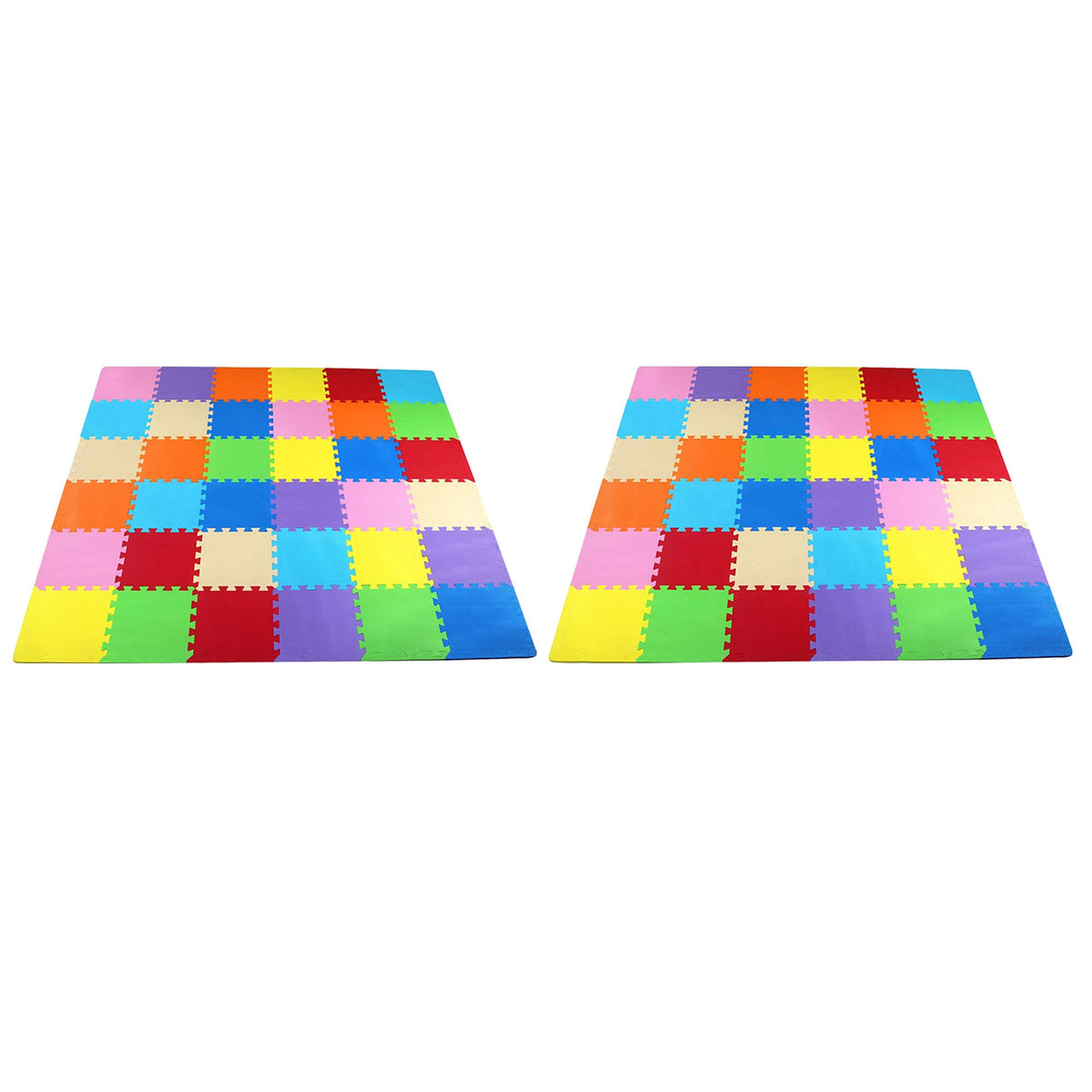 BalanceFrom Fitness - BalanceFrom 9 Color Extra Thick Interlocking Foam Exercise Play Mats (2 Pack) - Multicolor