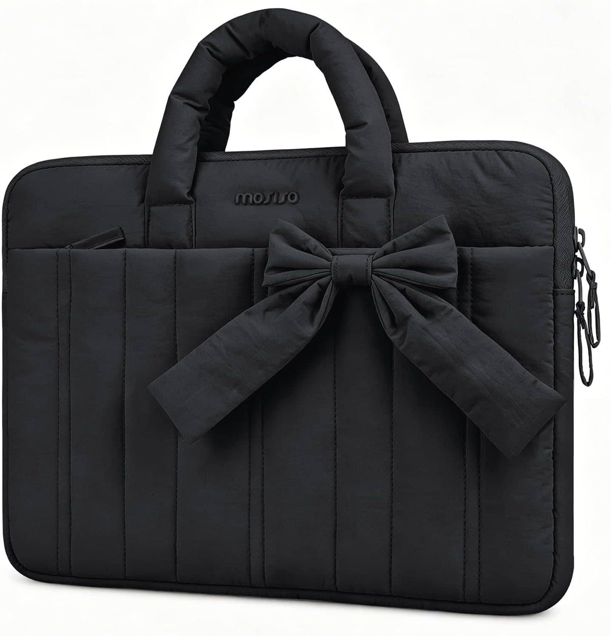 mosiso - Puffy Laptop Sleeve 13-13.3 Inch, Laptop Carrying Case with Handle for MacBook Air Pro Neo 13 14 HP Dell ASUS Lenovo - Black