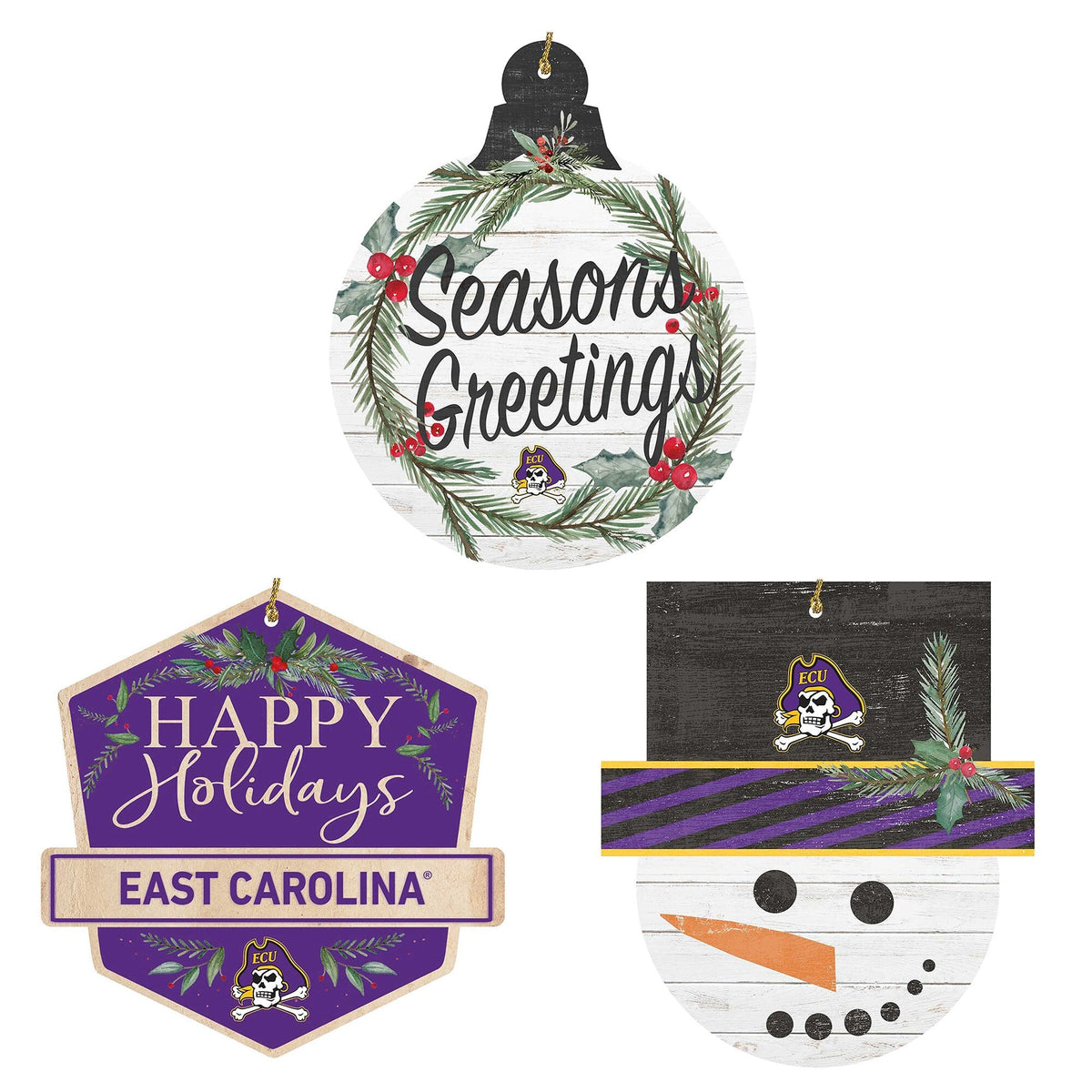 Jardine - ECU Pirates Ornament Bundle - White