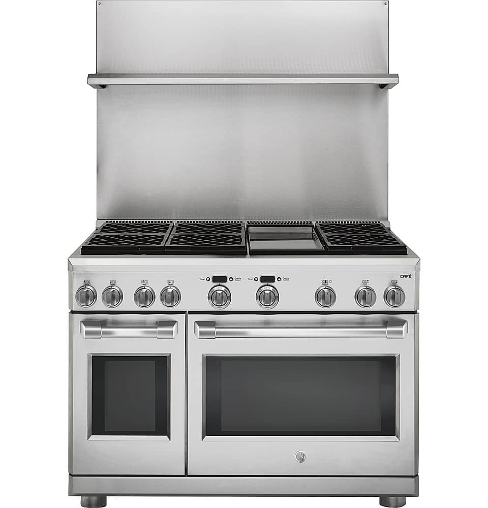 GE - 48" Professional 30"-36" Adjustable Height Backsplash with Shelf - Stainless Steel