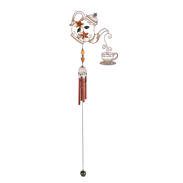Front. FC Design - FC Design 32" Long Teapot Set Wind Chime with Copper Gem Outdoor Patio or Garden Hanging Decoration - Multi-Color.