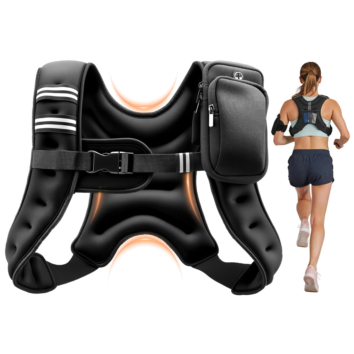 VEVOR - Weighted Vest, 10 lbs Body Weight Vest for Men Women, with Reflective Stripe, Adjustable Buckle, Workout Equipment - Black