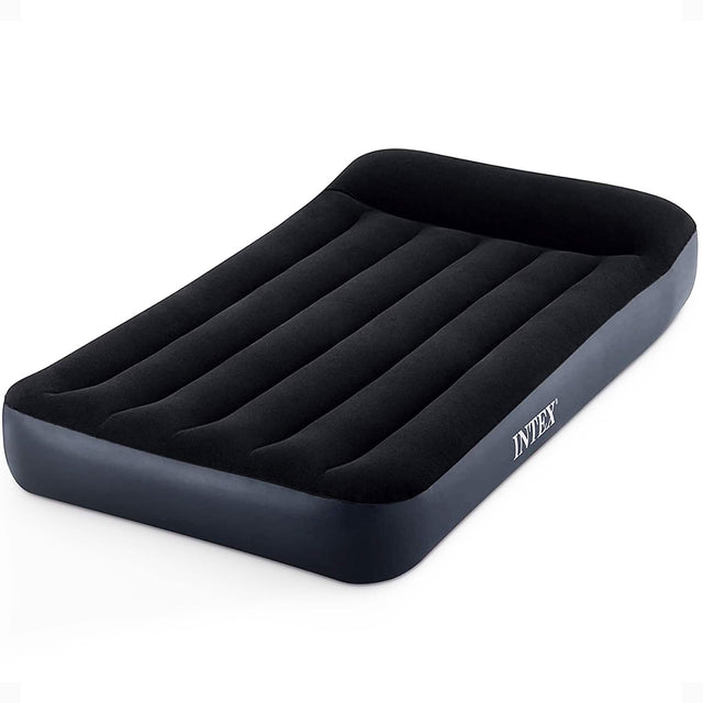 Front. Intex - Intex Dura Pillow Rest Classic Blow Up Mattress Air Bed with Built In Pump, Twin - Blue.