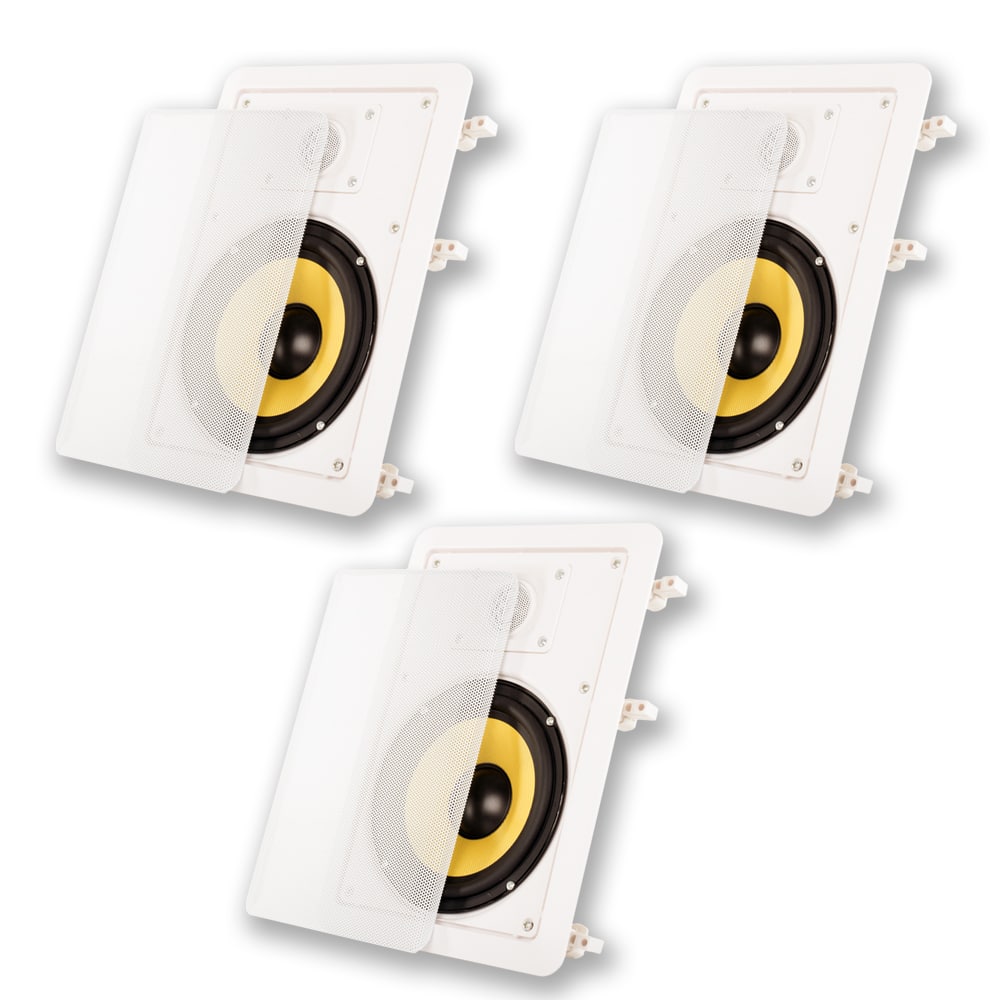 Acoustic Audio by Goldwood - HD-650 in Wall 6.5" Speakers Home Theater Surround Sound 3 Speaker Set - Paintable White