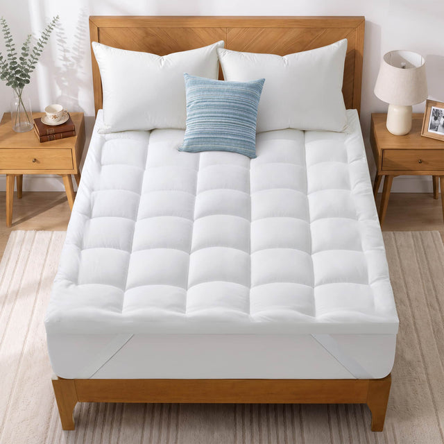 Front. Peace Nest - Peace Nest Plush 2" Down Alternative Mattress Topper, Queen - White.