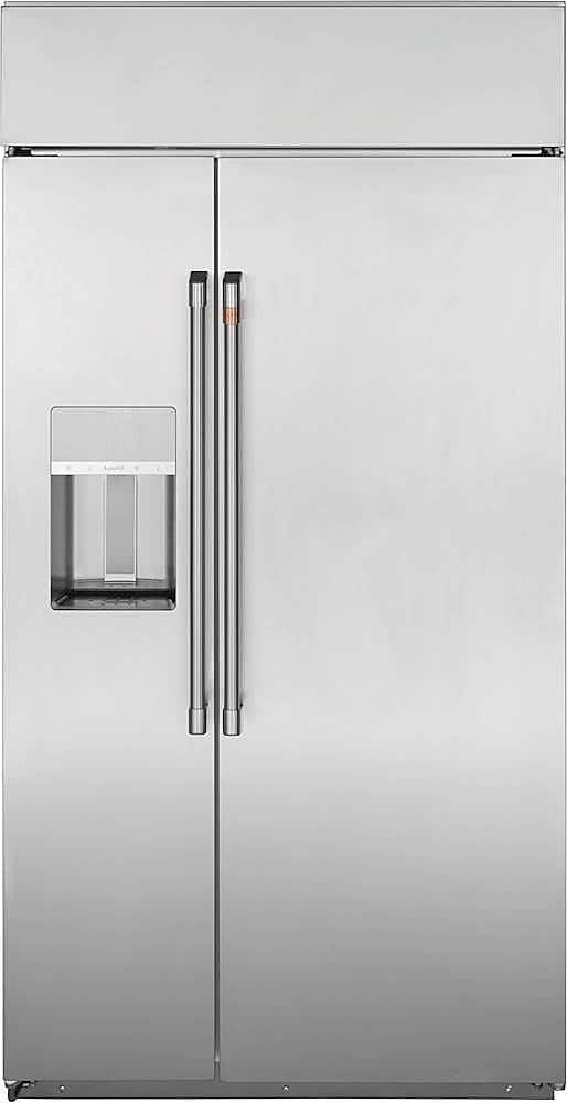 Front. Café - 24.5 Cu. Ft. Side-by-Side Built-In Refrigerator with Dispenser - Stainless Steel.