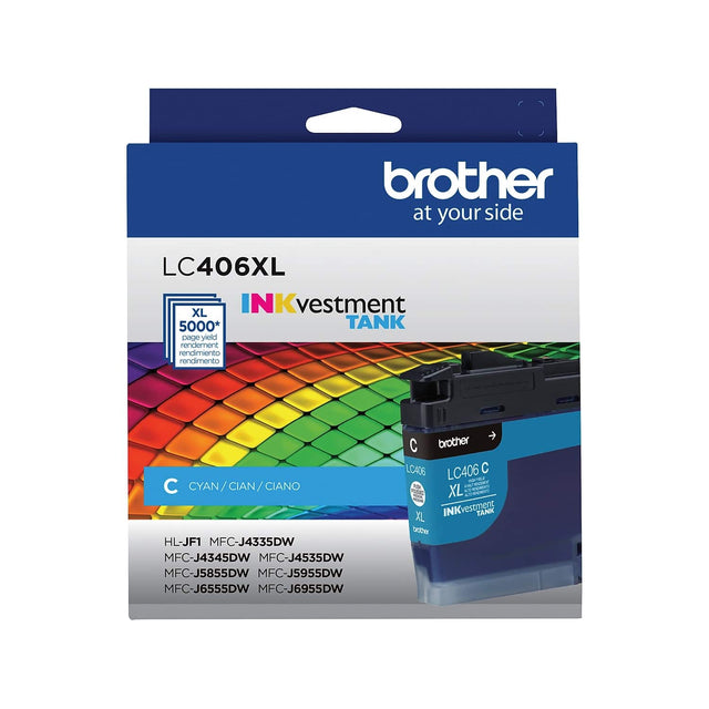 brother at your side

LC406XL

INKvestment TANK

XL 5000* page yield

rendimiento

C CYAN / CIAN / CIANO

HL-JF1 MFC-J4335DW MFC-J4345DW MFC-J4535DW MFC-J5855DW MFC-J5955DW MFC-J6555DW MFC-J6955DW

LC406 C XL

INKvestment TANK