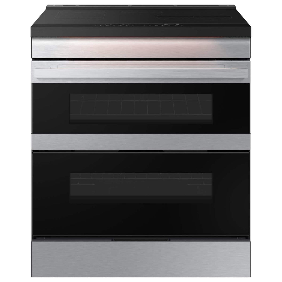 Samsung - 30 in. Wide 4 Burner Bespoke 6.3 Cu. Ft. Slide-In Electric Induction Convection Range with Convertible Double Oven - Stainless Steel