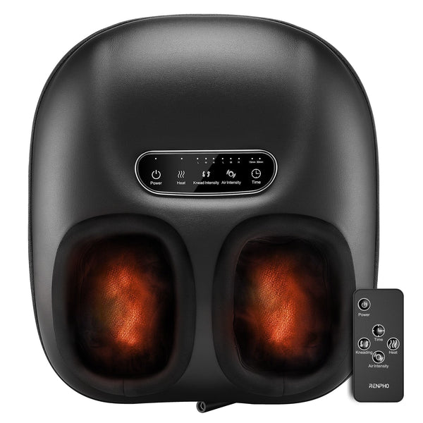 Renpho - Shiatsu Foot Massager with Heat for Neuropathy Tired Foot Blood Circulation - Black
