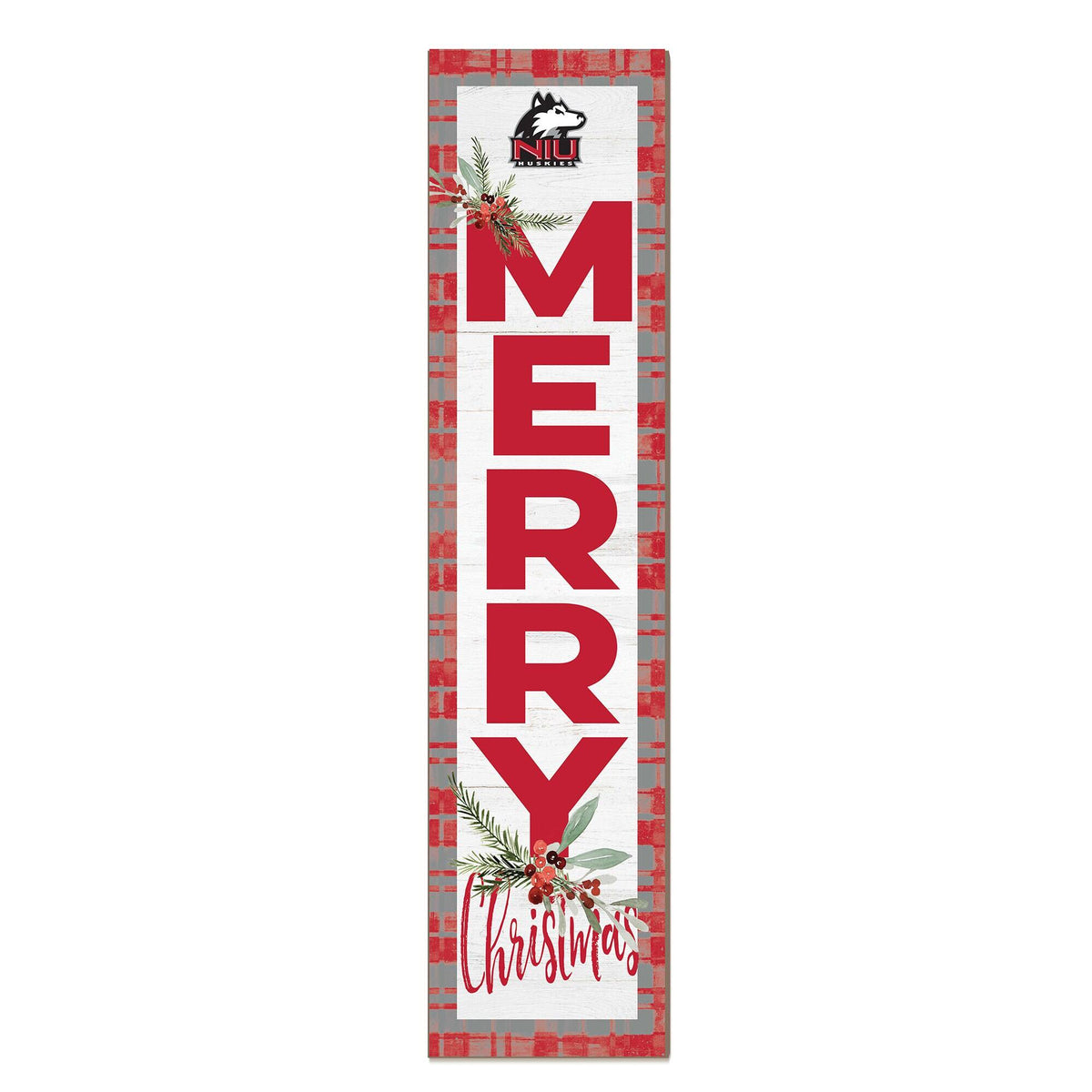 Jardine - Northern Illinois Huskies 12'' x 48'' Outdoor Merry Christmas Leaner - White