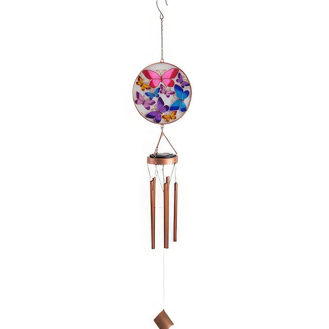 Front. FC Design - FC Design 41" Long Butterfly Solar Light Wind Chime Outdoor Patio or Garden Hanging Decoration - Multi-Color.