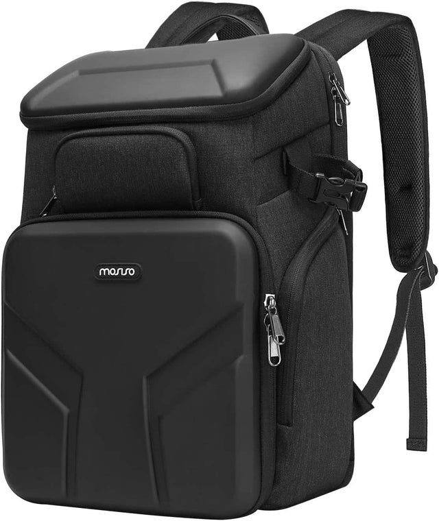 Front. mosiso - Camera Backpack 17.3 inch Waterproof Camera Bag with Front Hard Shell&Laptop Compartment&Tripod Holder&Rain Cover - Black.