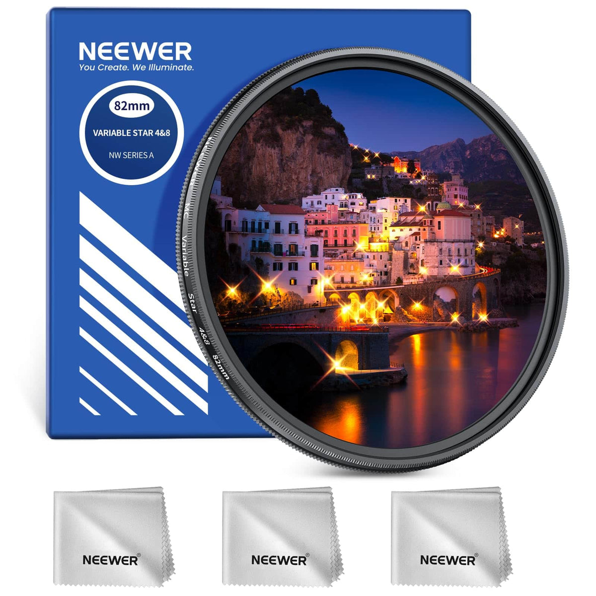 Neewer - 82mm 4/8-Point Adjustable Star Filter, Rotatable