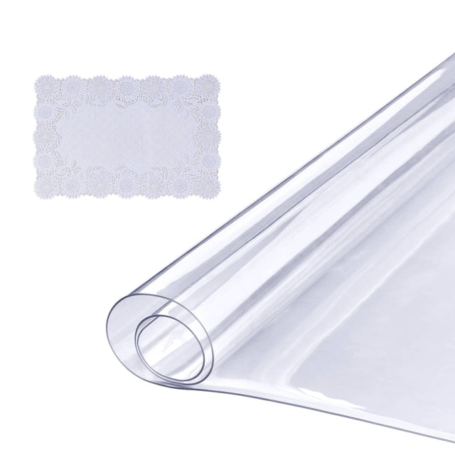 Front. VEVOR - Clear Table Cover Protector, 36" x 72" Rectangle Table Cover, 1.5 mm Thick PVC Plastic Tablecloth - Transparent.