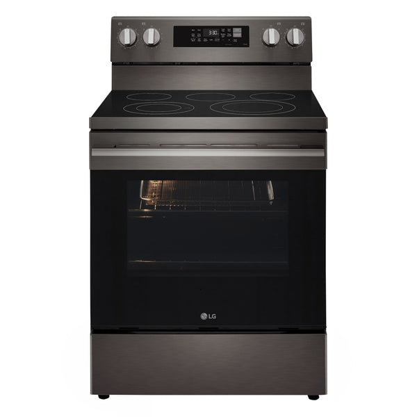 LG - 30-in Wide 6.3 Cu. Ft. Freestanding Electric True Convection Smart Range with 5 Elements, Air Fry and Premium Handle - Black Stainless Steel