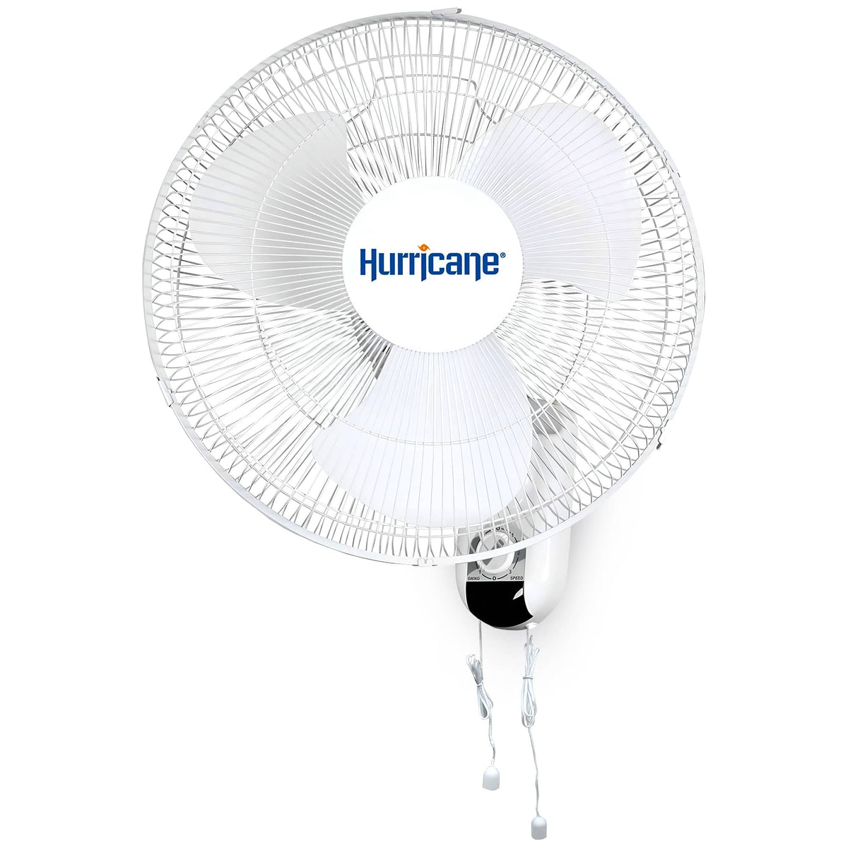 Hurricane - 16 Inch 90 Degree Oscillating 3 Speed Wall Mounted Fan, White - Classic