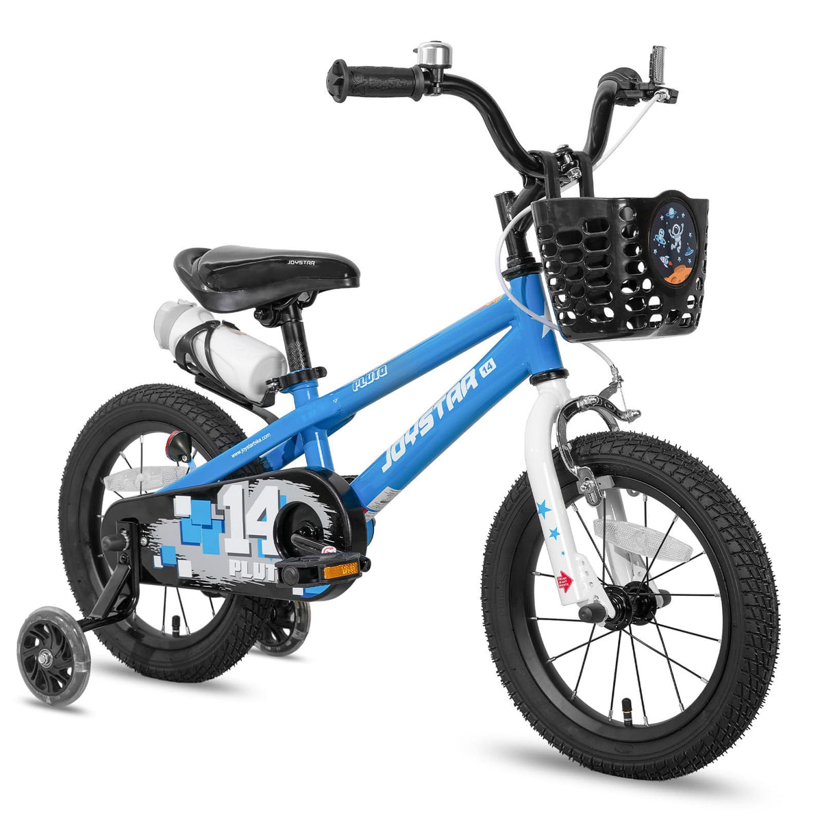 JOYSTAR - Pluto 12" Kids Bike with Light Up Training Wheels, Kids' Bicycle for Boys Girls Ages 2-4, Children Bikes - Blue