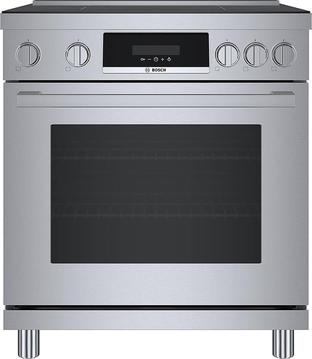 Front. Bosch - 800 Series 3.9 Cu. Ft. Freestanding Electric Induction Industrial Style Range - Stainless Steel.