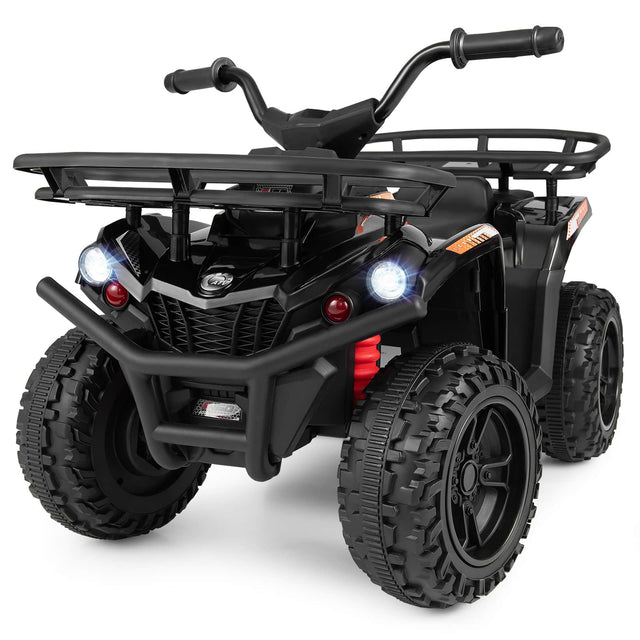 Front. Costway - Costway Electric ATV for Kids, 24V Ride on Toy with Dual Motors & Basket, Dirt Quad Vehicle - Black.