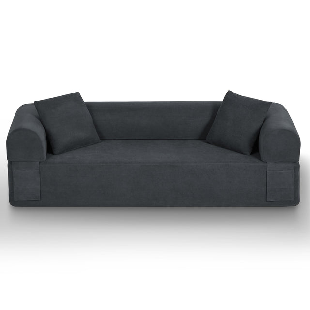 Front. Loheer - Loheer 83 Inch Frameless Sofa Modern Apartment Couch No Assembly 3 Seater Boneless Couch for Compact Living Room - Gray.
