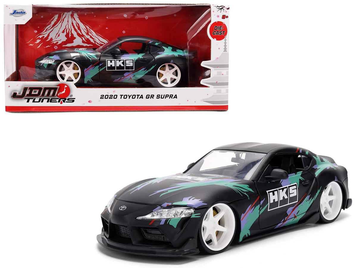 2020 Toyota GR Supra "HKS" Matt Black w/ Graphics "JDM Tuners" 1/24 Diecast Model Car by Jada - Multicolor