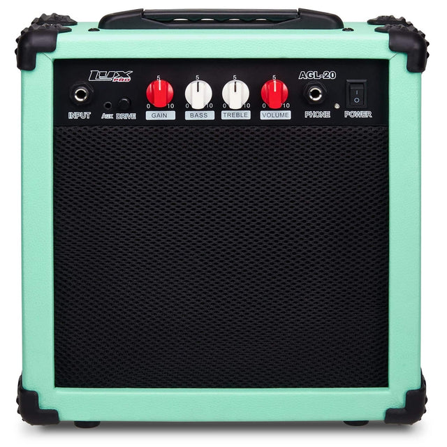 L UX PRO AGL-20 INPUT AUX DRIVE 0 10 GAIN 0 10 BASS 0 10 TREBLE VOLUME PHONE POWER