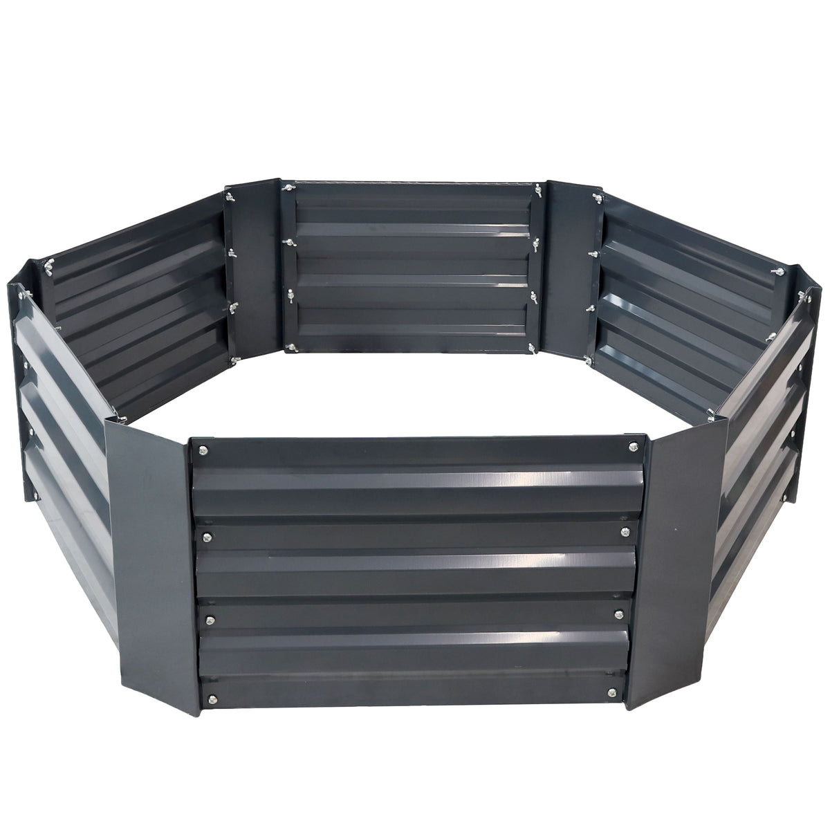 Sunnydaze - Galvanized Steel Hexagon Raised Garden Bed - 40 in - Dark Gray