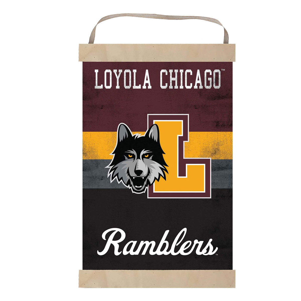 Jardine - Loyola Chicago Ramblers Reversible Retro Logo Banner Sign - Maroon