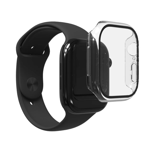 Angle. ZAGG - InvisibleShield Glass Elite 360 Integrated Bumper + Screen Protection for Apple Watch Series 11/10 Small - Clear.
