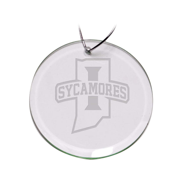 Front. Jardine - Indiana State Sycamores 3'' Round Glass Ornament - Multicolor.