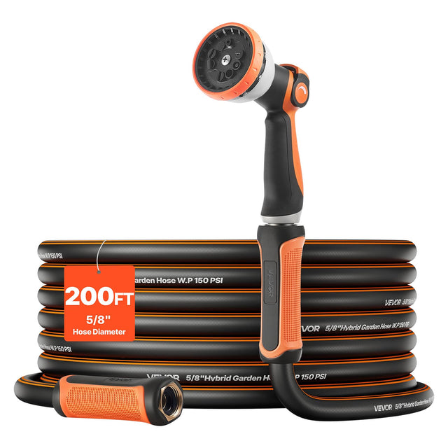 I 4 - 1 150PSI Garden Hose W.P 150 PSI 200FT 5/8" Hose Diameter VEVOR VEVOR 50%M 5/8" Hybrid Garden Hose WPSP VOR e NP 10 PSI OR 5/8" Hybrid Garden Hose 150 PSI 5 58Hrid 5/8" Sude VEVOR