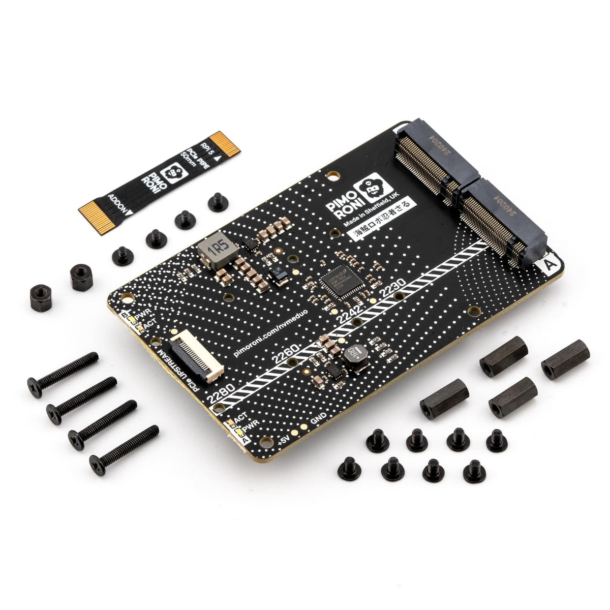 Pimoroni - PIM704 NVMe Base Duo for Raspberry Pi 5 M.2 HAT PCIe Extension Board