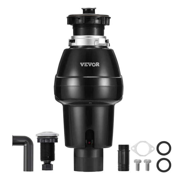 Front. VEVOR - Garbage Disposal, 3/4HP 3250RPM Continuous Feed Food Waste Disposer, EZ Connect Food Waste Grinding System - Black.
