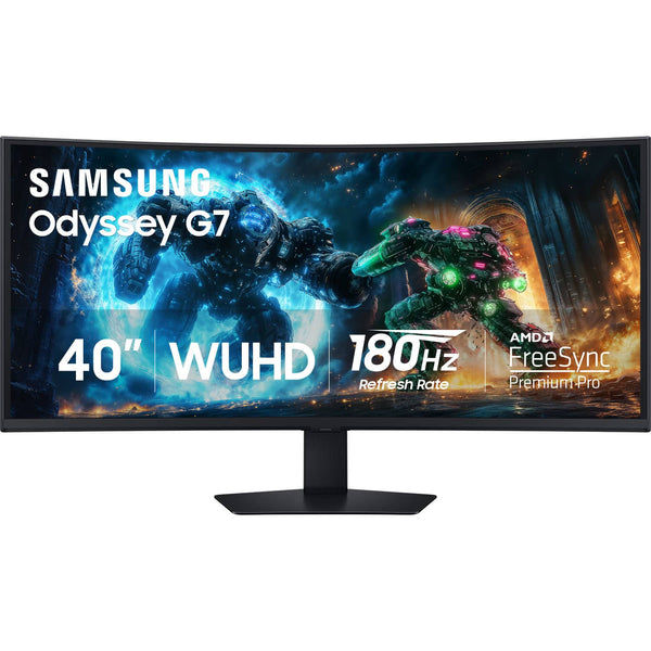 Samsung - 40" Odyssey G75F WUHD 180Hz 1ms AMD FreeSync Prem Pro Curved Gaming Monitor with HDR 600 (DisplayPort, HDMI) - Black
