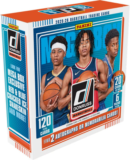 1OE 4 BG | CARDS TRADING 2025-26 BASKETBALL PANINI PANINI 0 DONRUSS M 6 B0 BASKETBALL LOOK FOR MEGA X EXCLUSIVE 20 CARDS PACK RED 8 PB CRACKED BLUE O 6 IGE PACKS BOX SWAKESKIN DONRUSS PB AND BASKETBALL W7 EDGECOMBE CAROS! MOREL 120 FEARS TRE JOHNSON MEMORABILIA I AI A MEE JEREMIAN OR TOTAL CARDS AUTOGRAPHS FIND 2