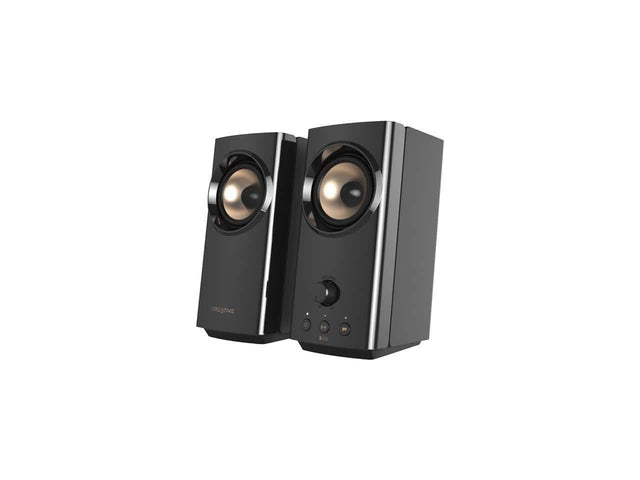 Front. Creative Labs - Creative T60 2.0 Hi-Fi Speakers with USB-C, Bluetooth 5.0, Mic/Headset Ports, 60W Peak Power - Black.
