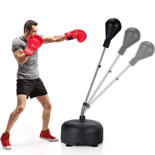 Front. Costway - Costway Freestanding Punching Bag w/Stand Boxing Gloves for Adult Kids Adjustable - Black.