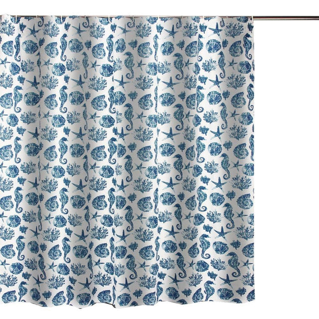 Front. Greenland Home Fashions - Greenland Home Fashions Pebble Beach Bath Shower Curtain - Blue 72x72 - Blue.
