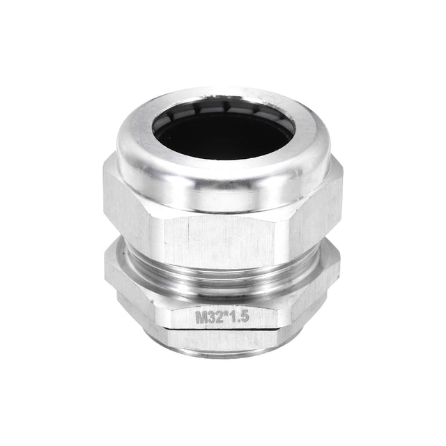 Front. Unique Bargains - M32x1.5mm Cable Gland, IP68 Waterproof Strain Relief, 304 Stainless Steel, for 18-25mm Wire, 1pc - Silver.