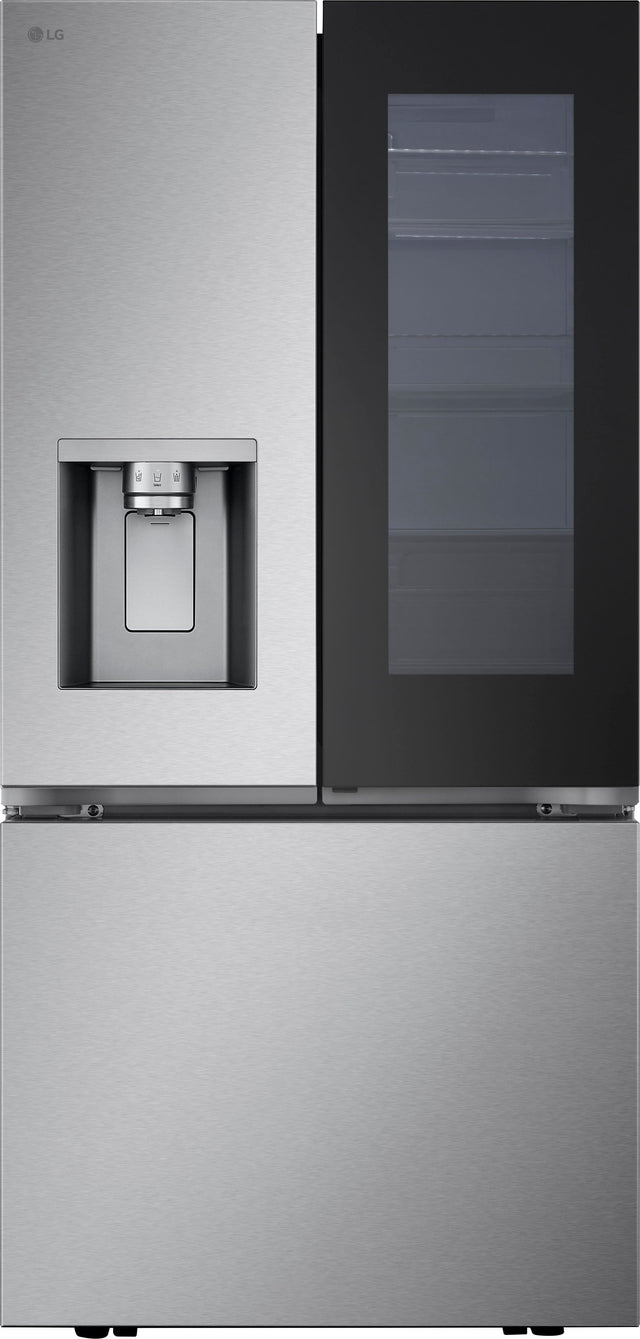 Front. LG - 33-in Wide 24.5 Cu. Ft. French Door Standard-Depth MAX Smart Refrigerator with Dual Ice Maker with Craft Ice - PrintProof Stainless Steel.