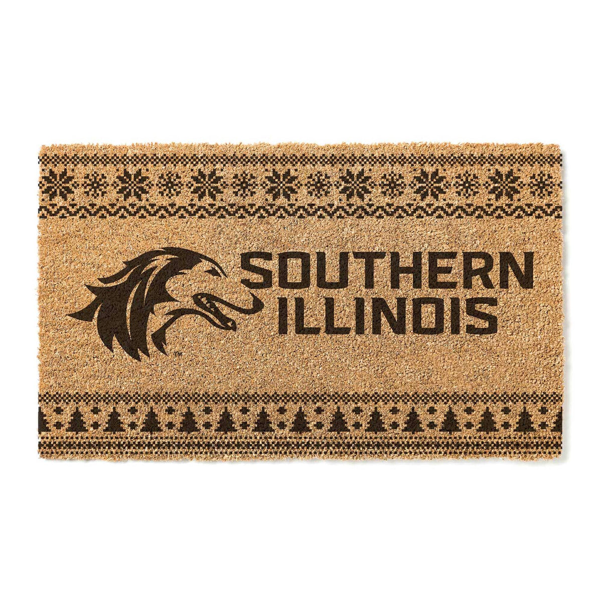 Jardine - Southern Illinois Salukis 18" x 30" Holiday Coir Doormat - Brown