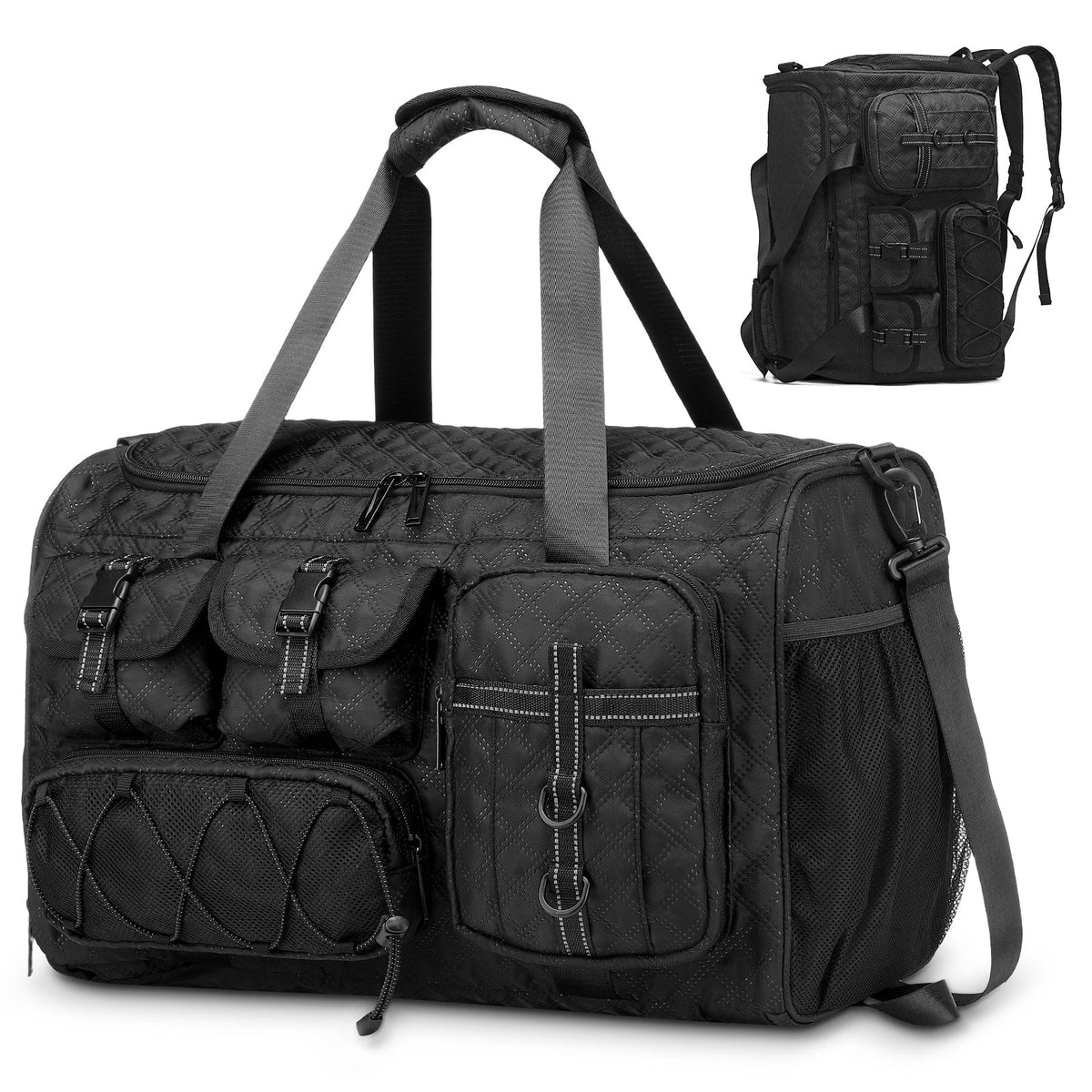 Unique Bargains - Gym Bag for Men Women 40L Sport Duffel Bag Anti-Theft Overnight Backpack W/Shoe Compartment for Fitness Travel - Black