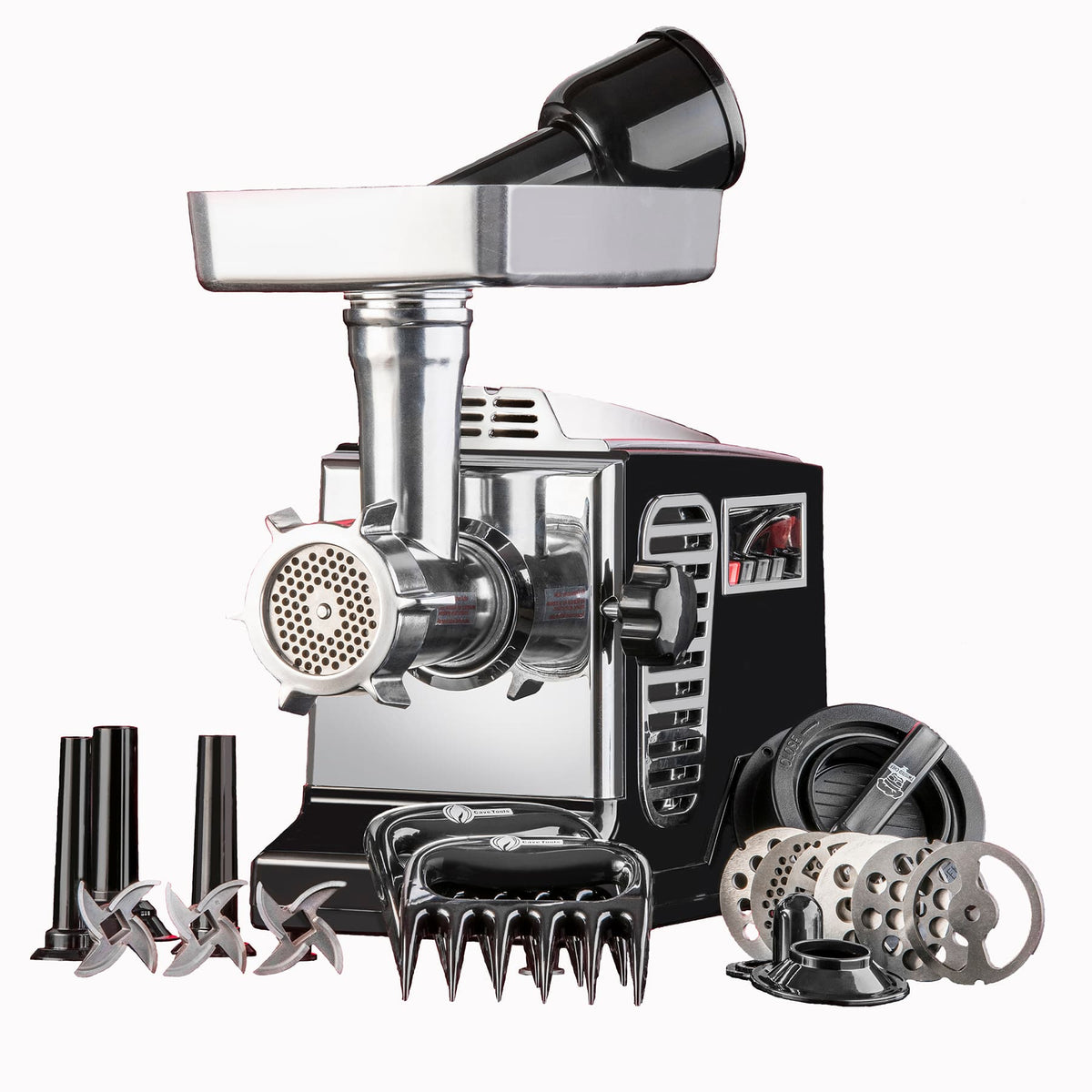 STX International - Turboforce II 4000 Series Electric Meat Grinder & Sausage Stuffer: 6 Grinding Plates, 3 Blades, 3 Sausage Tubes, & Kubbe - Black