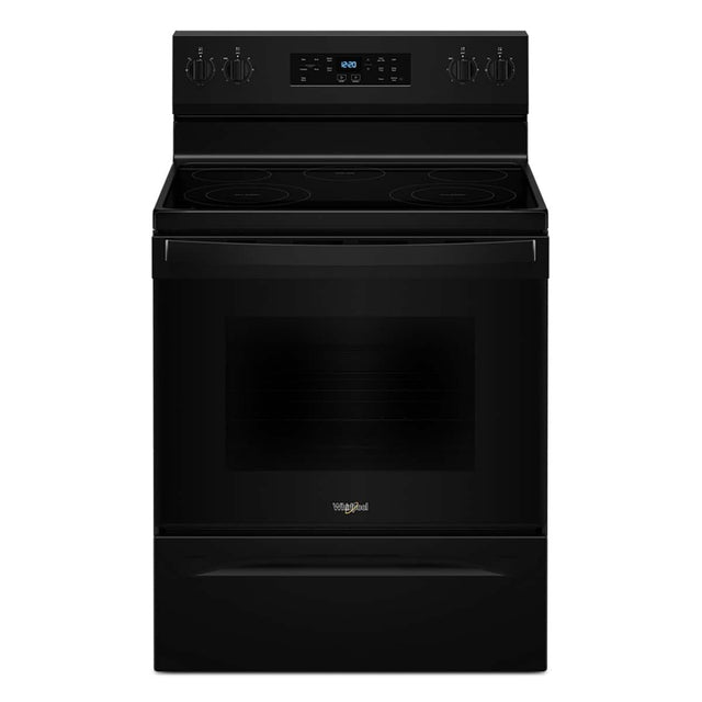 Front. Whirlpool - 30 inch Wide 5 element 5.3 cu. ft. Freestanding Electric Range with Cooktop Flexibility - Black.